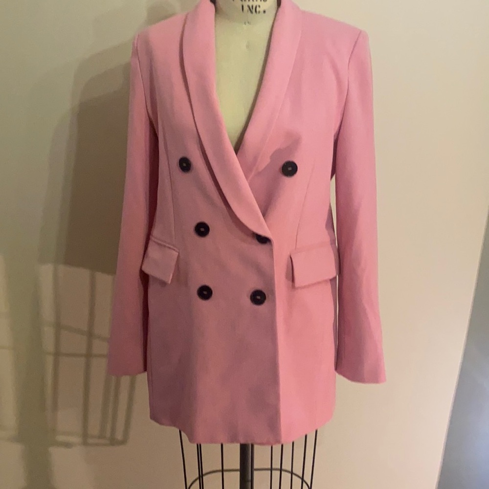 Pink zara double breasted blazer